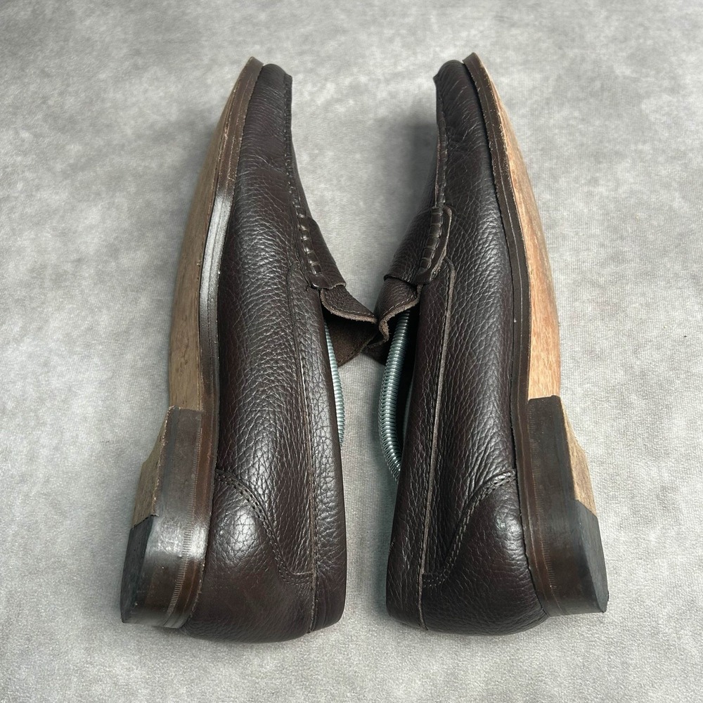 Sandro Moscoloni Dark Brown Pebbled Leather Penny Loafers - Picture 7 of 9
